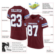 Load image into Gallery viewer, Custom Burgundy White-Light Blue Mesh Authentic Football Jersey