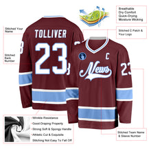 Загрузить изображение в средство просмотра галереи, Custom Burgundy White-Light Blue Hockey Jersey