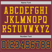 Загрузить изображение в средство просмотра галереи, Custom Burgundy Navy-Gold Mesh Authentic Throwback Football Jersey