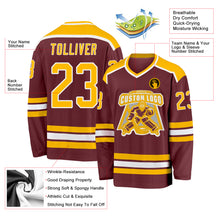 Загрузить изображение в средство просмотра галереи, Custom Burgundy Gold-White Hockey Jersey
