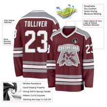 Загрузить изображение в средство просмотра галереи, Custom Burgundy White-Gray Hockey Jersey