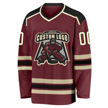 Laden Sie das Bild in den Galerie-Viewer, Custom Burgundy Cream-Black Hockey Jersey