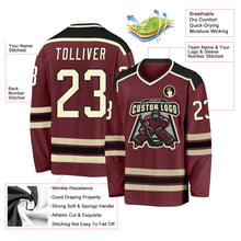 Laden Sie das Bild in den Galerie-Viewer, Custom Burgundy Cream-Black Hockey Jersey