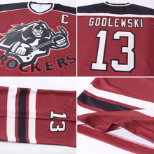 Laden Sie das Bild in den Galerie-Viewer, Custom Burgundy Cream-Black Hockey Jersey