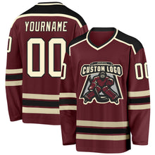 Laden Sie das Bild in den Galerie-Viewer, Custom Burgundy Cream-Black Hockey Jersey