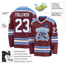 Загрузить изображение в средство просмотра галереи, Custom Burgundy White-Light Blue Hockey Jersey