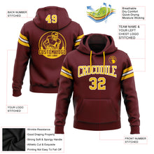 Load image into Gallery viewer, Custom Stitched Burgundy Gold-White Football Pullover Sweatshirt Hoodie
