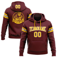 Загрузить изображение в средство просмотра галереи, Custom Stitched Burgundy Gold-White Football Pullover Sweatshirt Hoodie