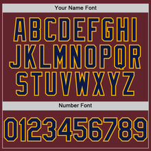 Load image into Gallery viewer, Custom Burgundy Navy-Gold Performance T-Shirt
