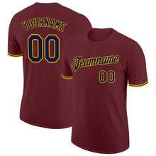 Load image into Gallery viewer, Custom Burgundy Navy-Gold Performance T-Shirt