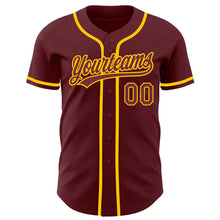Загрузить изображение в средство просмотра галереи, Custom Burgundy Yellow Authentic Baseball Jersey