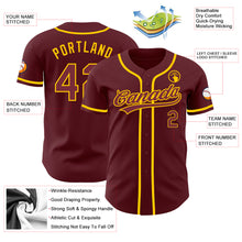 Загрузить изображение в средство просмотра галереи, Custom Burgundy Yellow Authentic Baseball Jersey