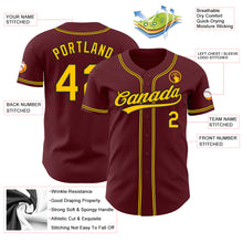Load image into Gallery viewer, Custom Burgundy Yellow-Black Authentic Baseball Jersey
