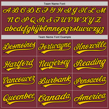 Laden Sie das Bild in den Galerie-Viewer, Custom Burgundy Yellow-Black Authentic Baseball Jersey