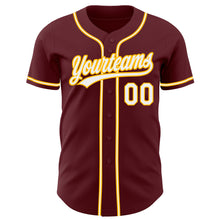 Загрузить изображение в средство просмотра галереи, Custom Burgundy White-Gold Authentic Baseball Jersey