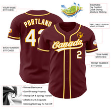 Загрузить изображение в средство просмотра галереи, Custom Burgundy White-Gold Authentic Baseball Jersey