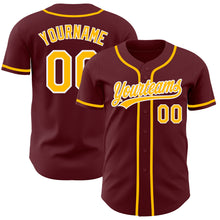 Laden Sie das Bild in den Galerie-Viewer, Custom Burgundy Gold-White Authentic Baseball Jersey