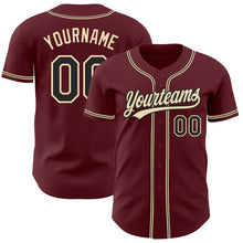Laden Sie das Bild in den Galerie-Viewer, Custom Burgundy Black-City Cream Authentic Baseball Jersey