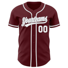 Load image into Gallery viewer, Custom Burgundy White-Gray Authentic Baseball Jersey

