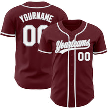 Load image into Gallery viewer, Custom Burgundy White-Gray Authentic Baseball Jersey
