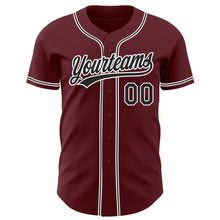 Load image into Gallery viewer, Custom Burgundy Black-White Authentic Baseball Jersey

