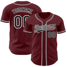 Load image into Gallery viewer, Custom Burgundy Black-White Authentic Baseball Jersey
