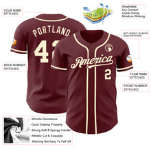 Load image into Gallery viewer, Custom Burgundy Cream Authentic Baseball Jersey
