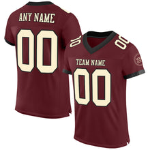 Load image into Gallery viewer, Custom Burgundy Cream-Black Mesh Authentic Football Jersey