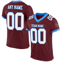Load image into Gallery viewer, Custom Burgundy White-Powder Blue Mesh Authentic Football Jersey