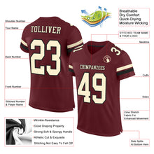 Charger l'image dans la galerie, Custom Burgundy Cream-Black Mesh Authentic Football Jersey