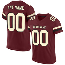 Charger l'image dans la galerie, Custom Burgundy Cream-Black Mesh Authentic Football Jersey