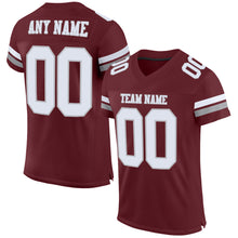 Charger l'image dans la galerie, Custom Burgundy White-Gray Mesh Authentic Football Jersey
