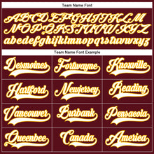 Load image into Gallery viewer, Custom Burgundy White-Gold Hockey Lace Neck Jersey