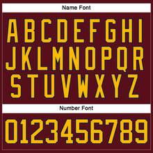 Load image into Gallery viewer, Custom Burgundy Gold-Navy Hockey Lace Neck Jersey