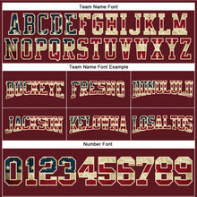 Загрузить изображение в средство просмотра галереи, Custom Stitched Burgundy Vintage USA Flag City Cream-Black Football Pullover Sweatshirt Hoodie