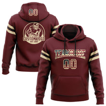 Загрузить изображение в средство просмотра галереи, Custom Stitched Burgundy Vintage USA Flag City Cream-Black Football Pullover Sweatshirt Hoodie
