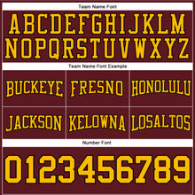 Загрузить изображение в средство просмотра галереи, Custom Stitched Burgundy Gold-Black Football Pullover Sweatshirt Hoodie