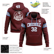 Загрузить изображение в средство просмотра галереи, Custom Stitched Burgundy White-Light Blue Football Pullover Sweatshirt Hoodie
