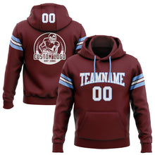 Загрузить изображение в средство просмотра галереи, Custom Stitched Burgundy White-Light Blue Football Pullover Sweatshirt Hoodie