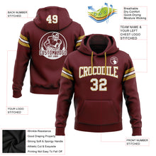 Загрузить изображение в средство просмотра галереи, Custom Stitched Burgundy White-Old Gold Football Pullover Sweatshirt Hoodie