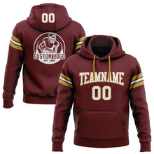 Загрузить изображение в средство просмотра галереи, Custom Stitched Burgundy White-Old Gold Football Pullover Sweatshirt Hoodie
