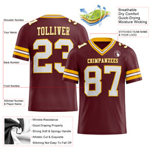 Charger l'image dans la galerie, Custom Burgundy White-Gold Authentic Football Jersey