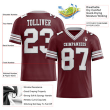 Charger l'image dans la galerie, Custom Burgundy White-Gray Authentic Football Jersey