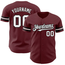 Laden Sie das Bild in den Galerie-Viewer, Custom Burgundy White-Black Authentic Baseball Jersey