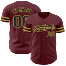 Загрузить изображение в средство просмотра галереи, Custom Burgundy Black-Old Gold Authentic Baseball Jersey