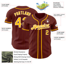 Load image into Gallery viewer, Custom Burgundy Gold Pinstripe White Authentic Baseball Jersey
