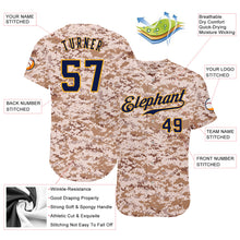 Load image into Gallery viewer, Custom Camo Navy-Gold Authentic Salute To Service Baseball Jersey