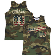 Laden Sie das Bild in den Galerie-Viewer, Custom Camo Vintage USA Flag-Cream Authentic Salute To Service Basketball Jersey