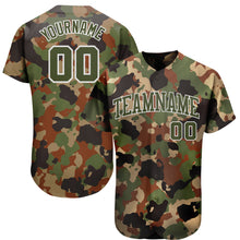 Charger l'image dans la galerie, Custom Camo Olive-White Dark Classic Woodland Authentic Salute To Service Baseball Jersey