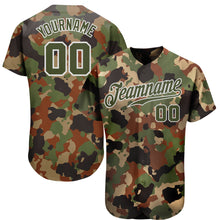 Charger l'image dans la galerie, Custom Camo Olive-White Dark Classic Woodland Authentic Salute To Service Baseball Jersey